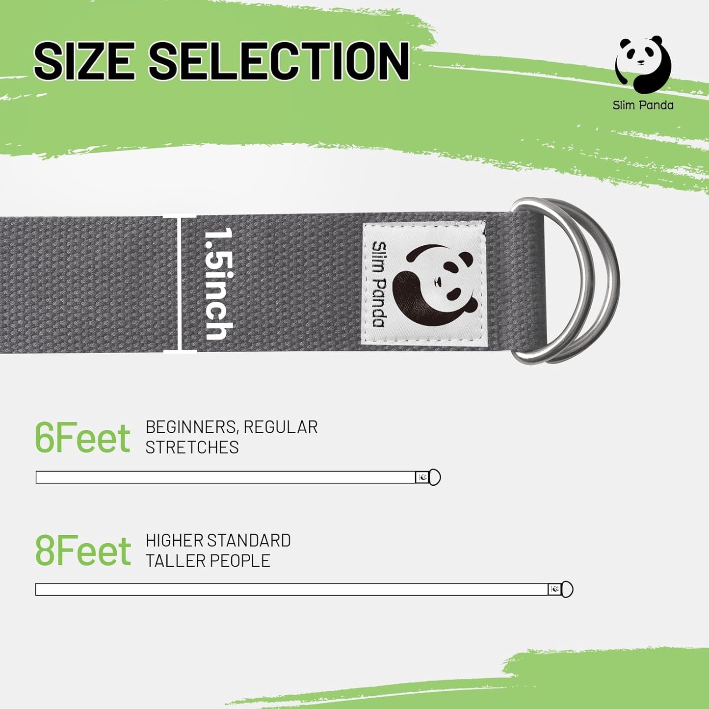 Yoga Strap - Adjustable Cotton Belt for Stretching, Fitness & Physical Therapy (10+ Colors, 6 Feet/8 Feet)
