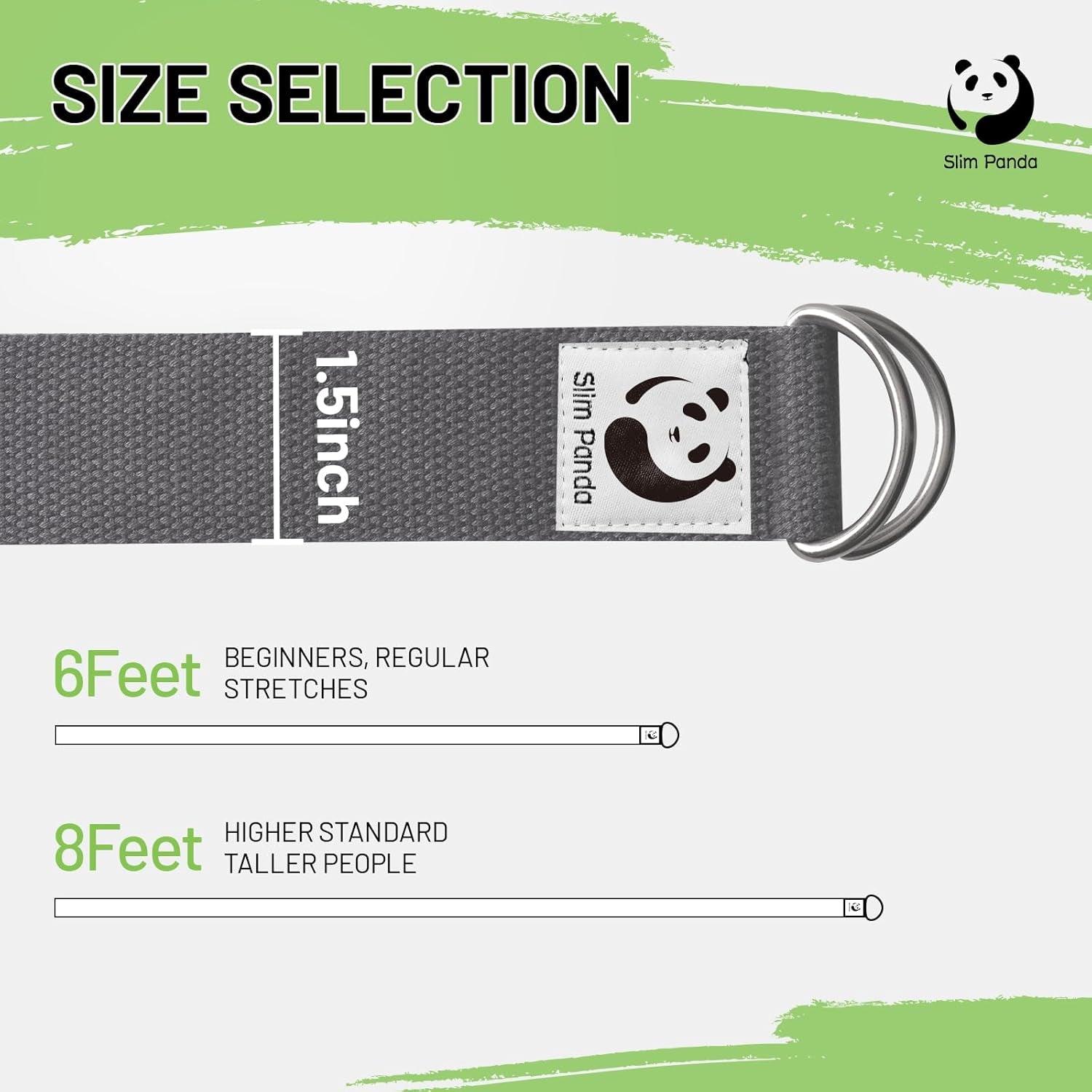 Yoga Strap - Adjustable Cotton Belt for Stretching, Fitness & Physical Therapy (10+ Colors, 6 Feet/8 Feet)